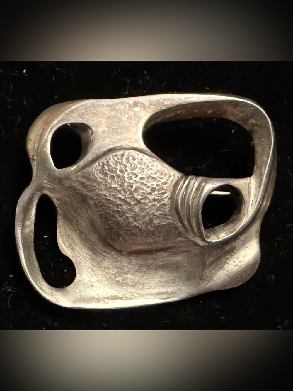 VTG 1970s Brutalist Modernist Pewter Abstract Organic Openwork Brooch Pin